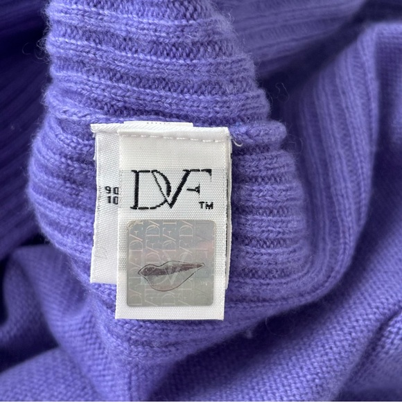Diane Von Furstenberg Ahiga Purple 90% Cashmere 10% Wool Cowl Turtleneck Sweater - Picture 9 of 11